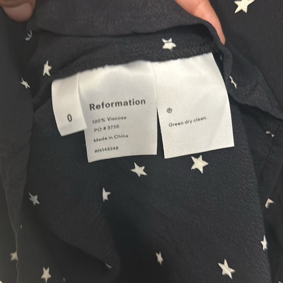 Reformation Lindsay Mini Dress in Satellite Size 0 Black White Stars - Picture 11 of 11